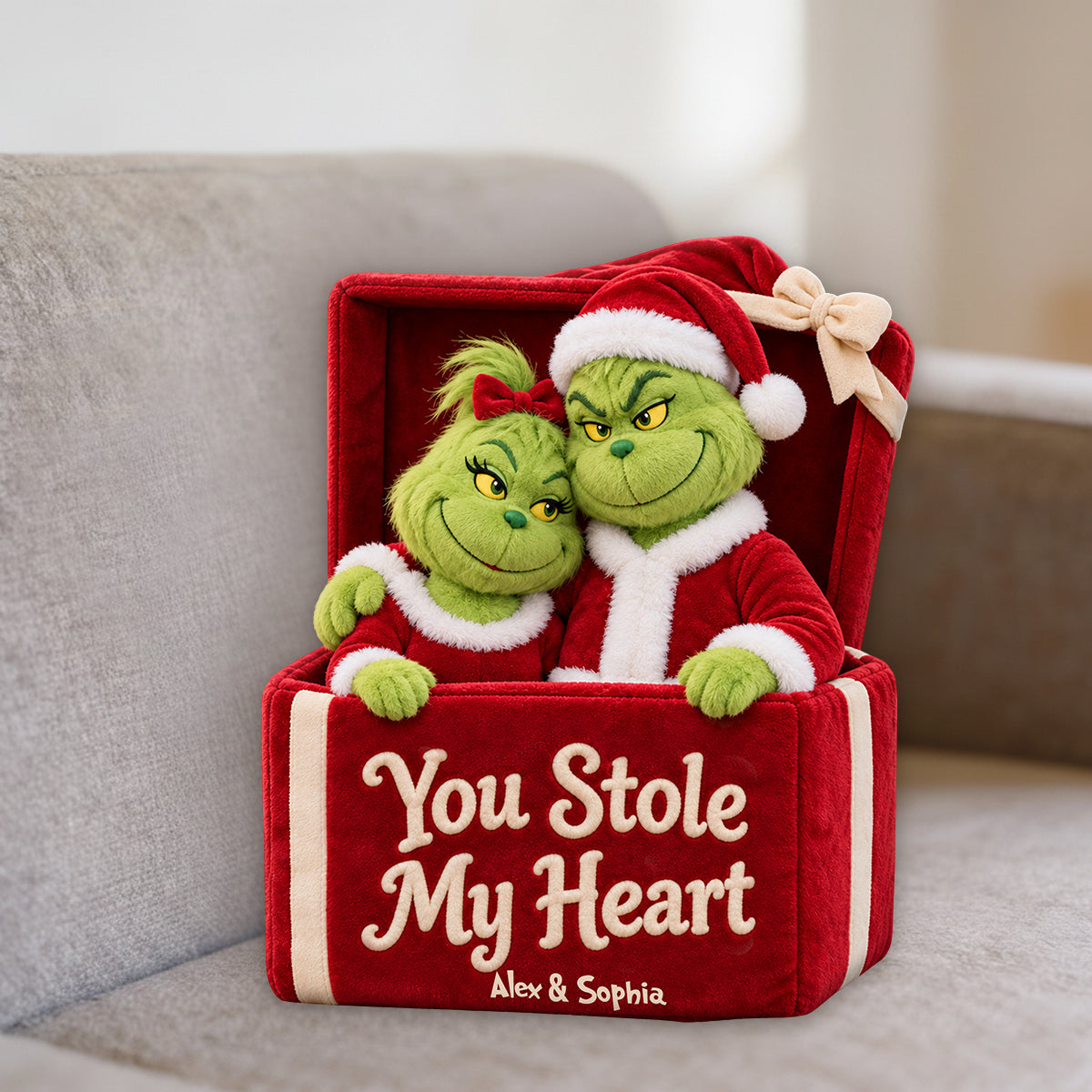 Couple Gift - Personalized Stole Christmas Premium Faux Fur Pillow