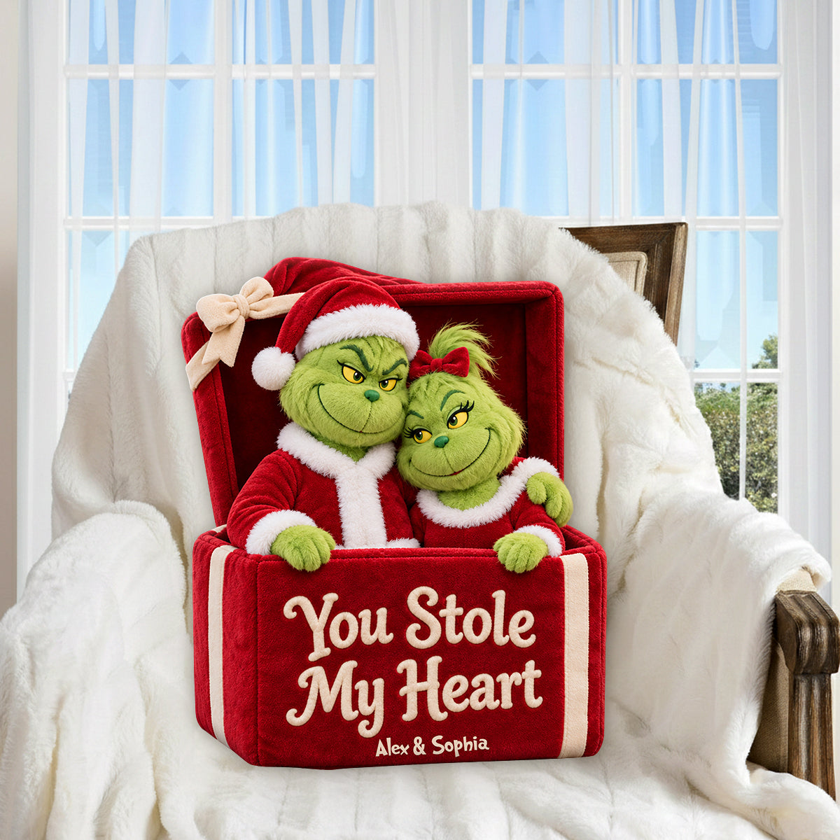 Couple Gift - Personalized Stole Christmas Premium Faux Fur Pillow