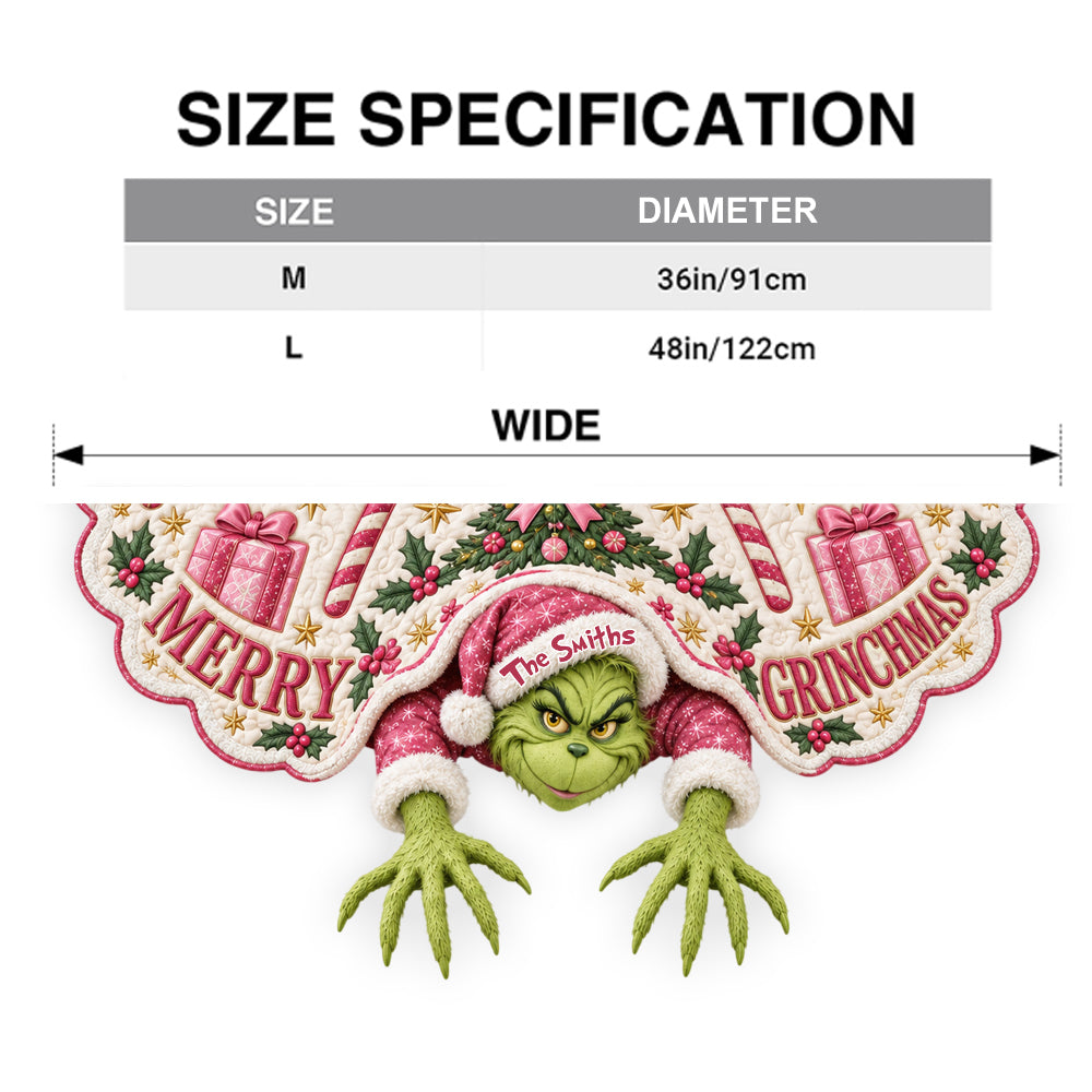 Merry Grinchmas - Personalized Stole Christmas Shaped Tree Skirt