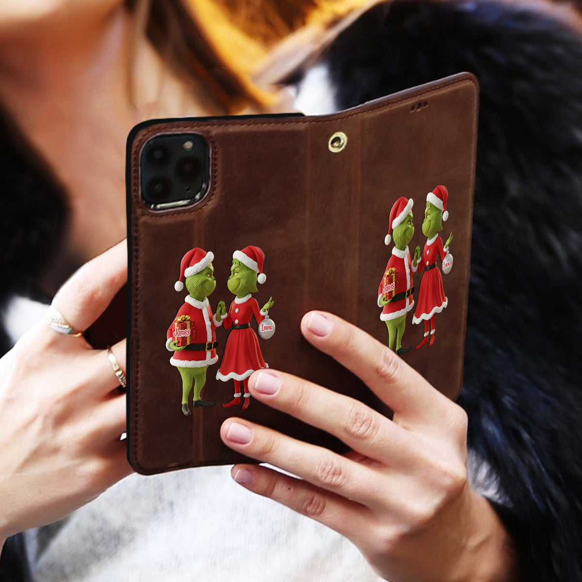 Christmas Gift Merry Grinchmas - Personalized Stole Christmas Wallet Phone Case With Strap