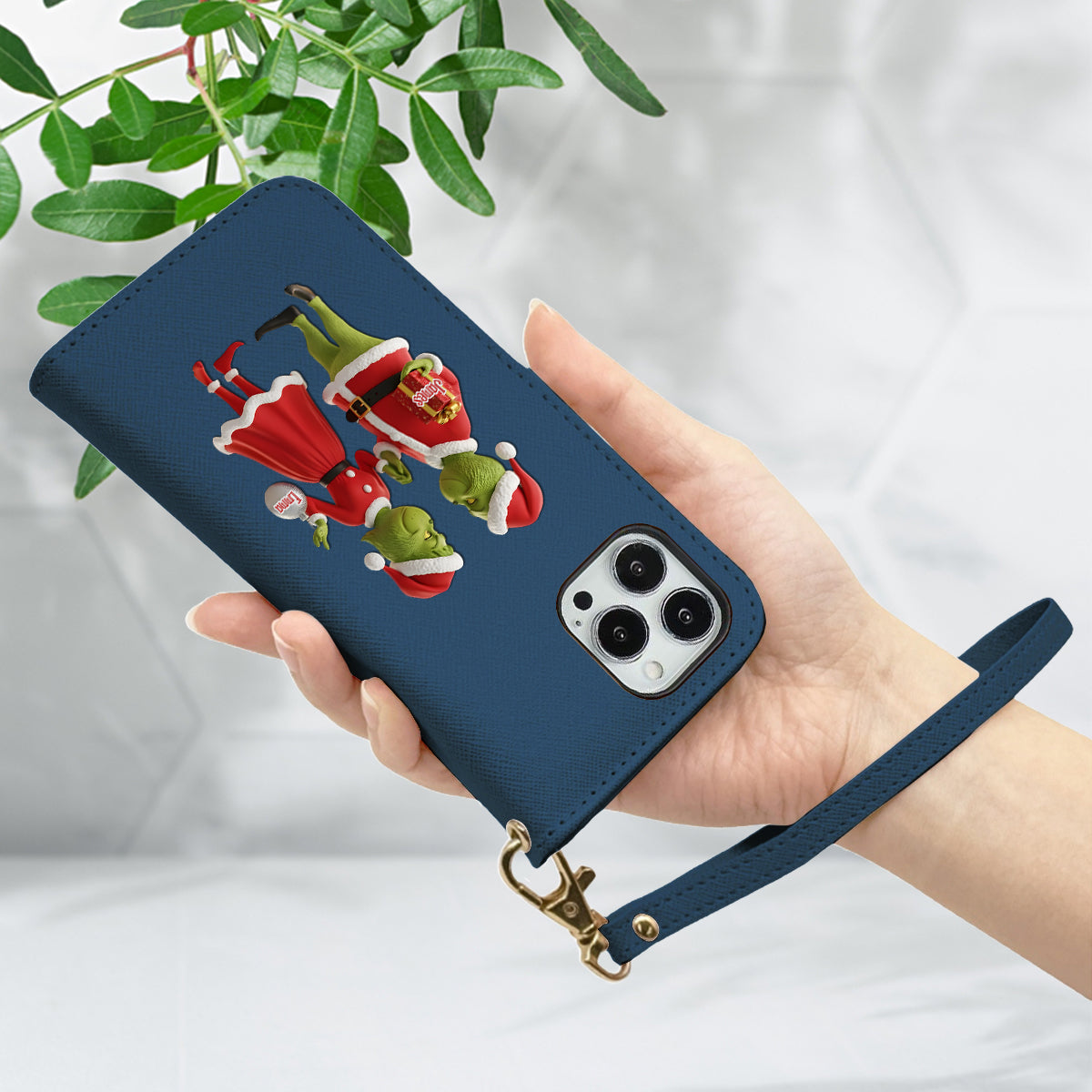 Christmas Gift Merry Grinchmas - Personalized Stole Christmas Wallet Phone Case With Strap