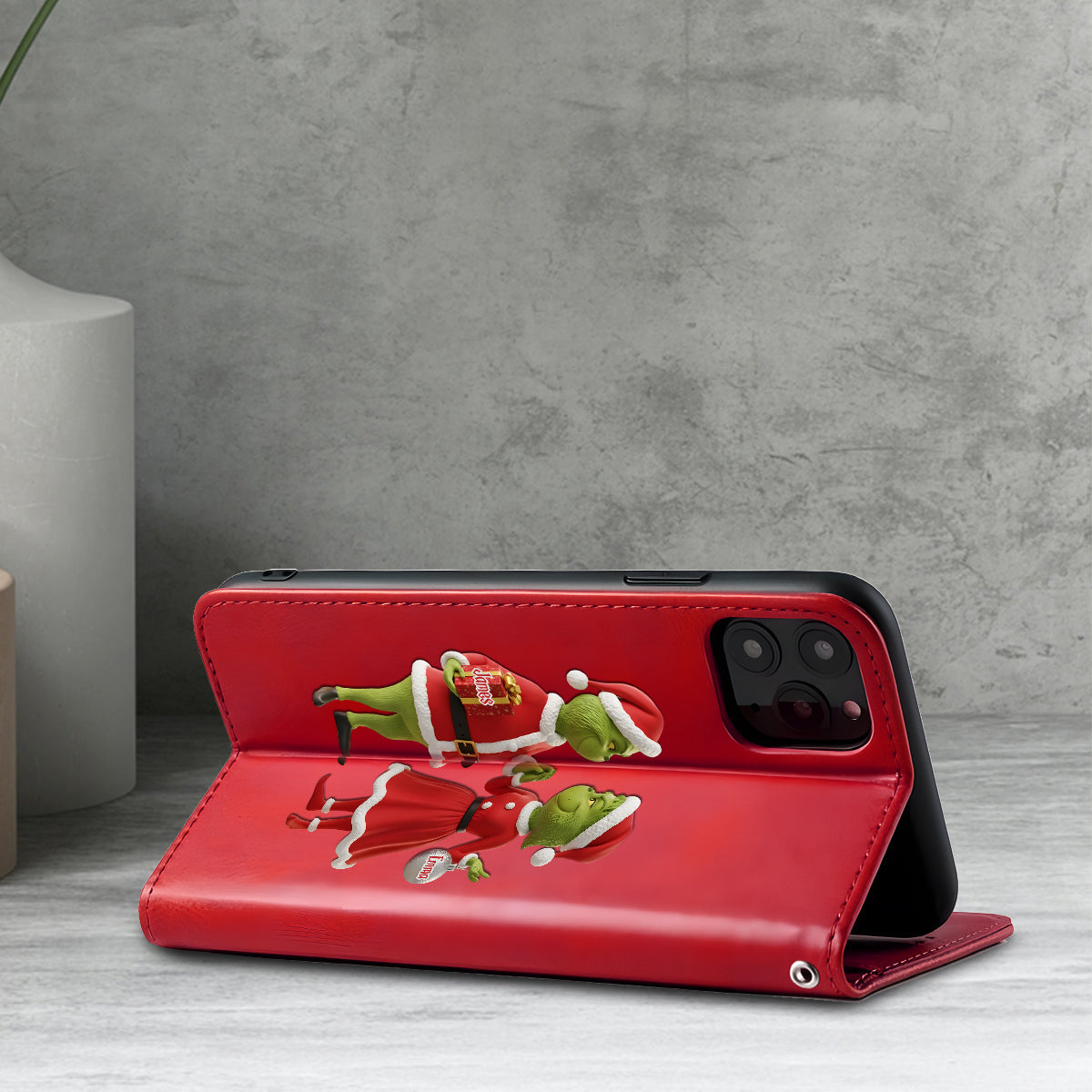 Christmas Gift Merry Grinchmas - Personalized Stole Christmas Wallet Phone Case With Strap
