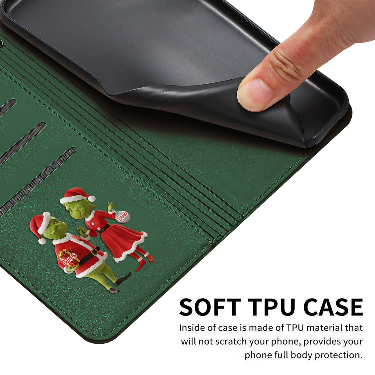 Christmas Gift Merry Grinchmas - Personalized Stole Christmas Wallet Phone Case With Strap