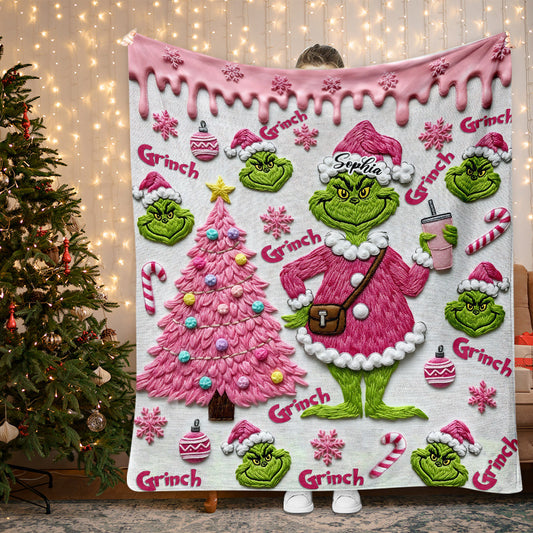 Merry Grinchmas - Personalized Stole Christmas Blanket