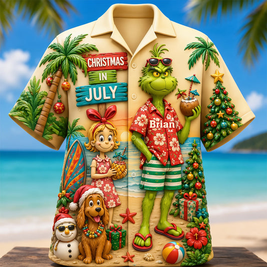 Christmas In July - Personalized Stole Christmas Hawaiian Shirt