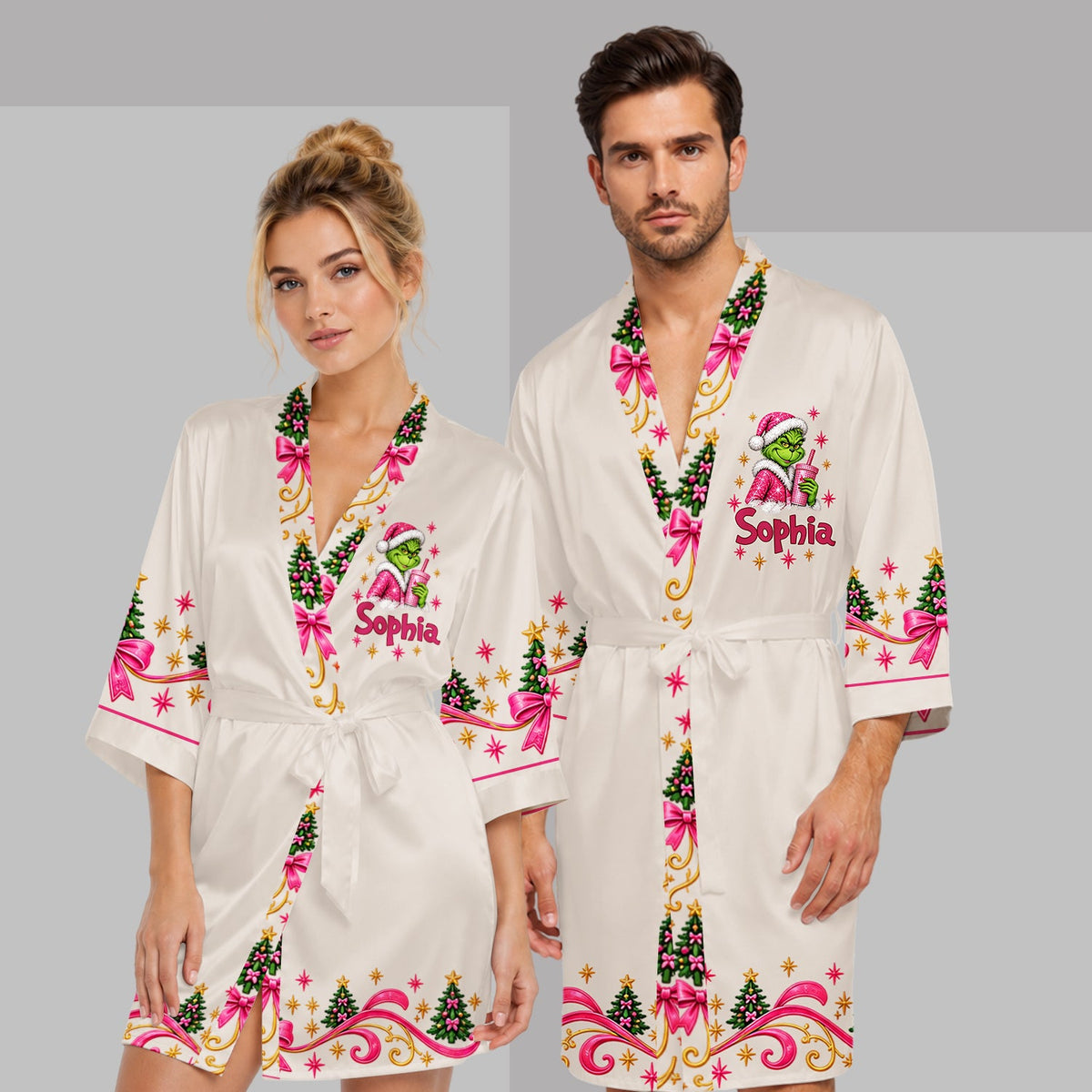 Merry Grinchmas - Personalized Stole Christmas Satin Robe