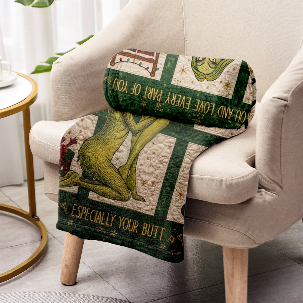 Naughty Green Love - Personalized Stole Christmas Blanket