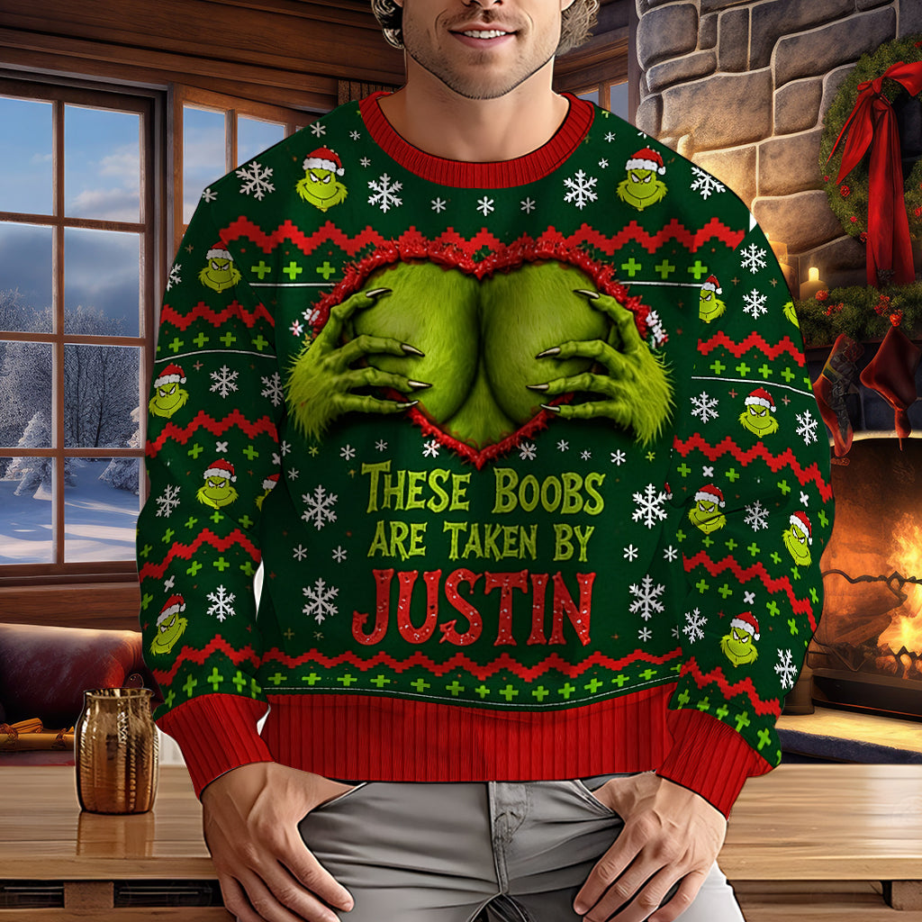 Green Monster, Naughty Christmas Gift - Personalized Stole Christmas Ugly Sweater