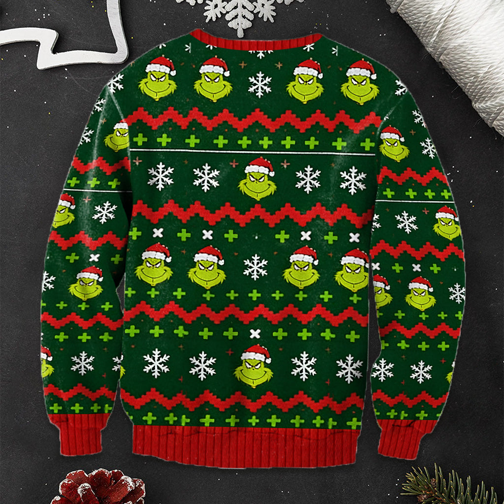 Green Monster, Naughty Christmas Gift - Personalized Stole Christmas Ugly Sweater