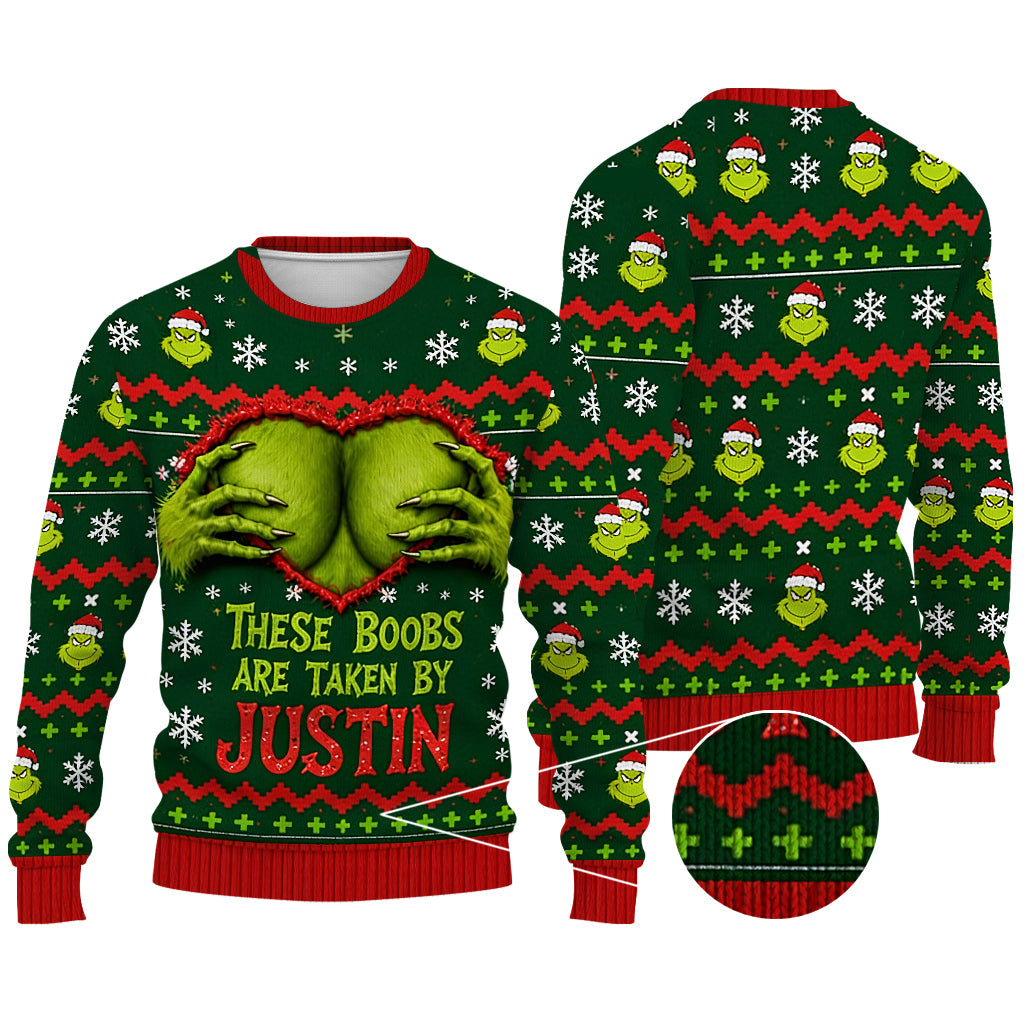 Green Monster, Naughty Christmas Gift - Personalized Stole Christmas Ugly Sweater