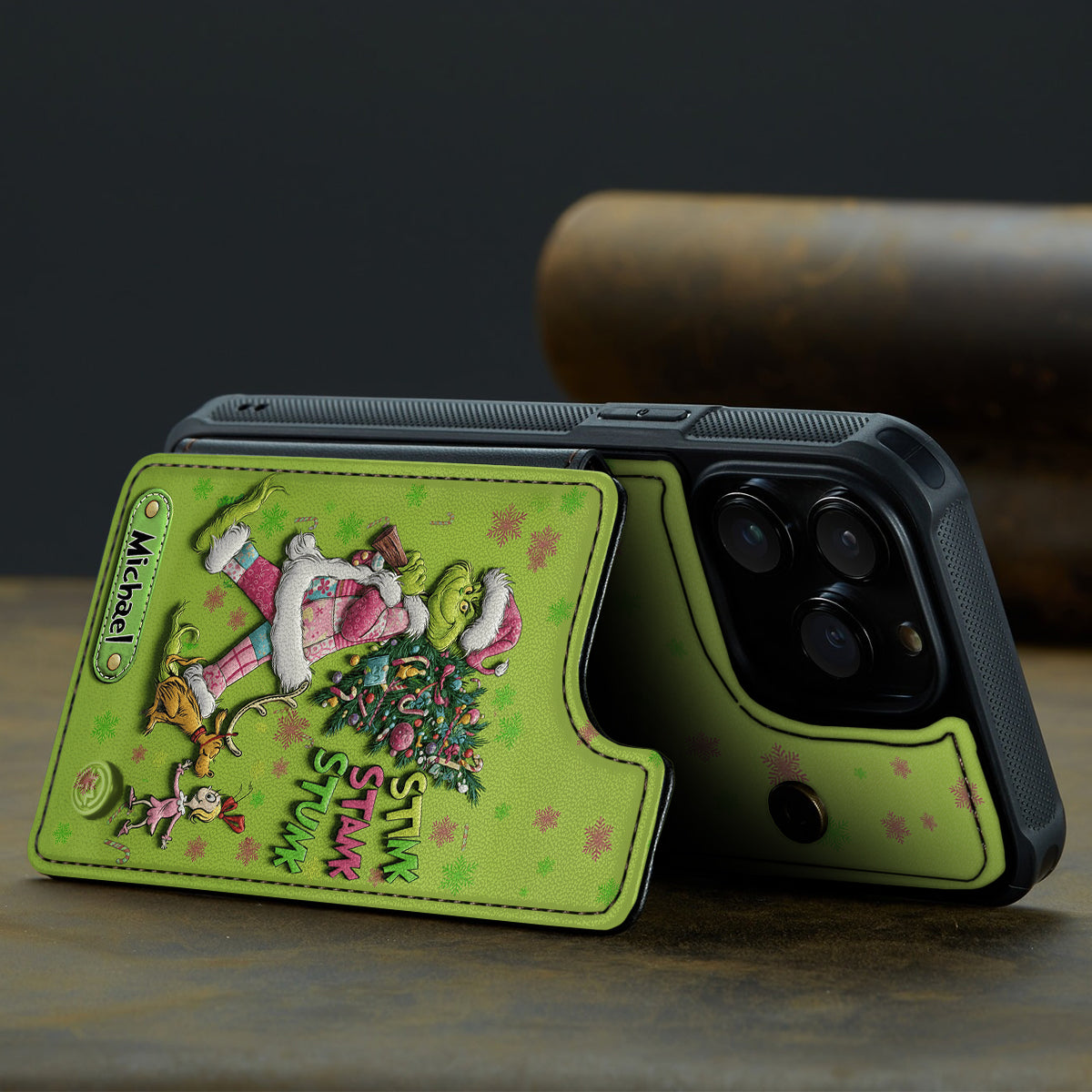 Merry Grinchmas - Personalized Stole Christmas Fully Printed Wallet Phone Case