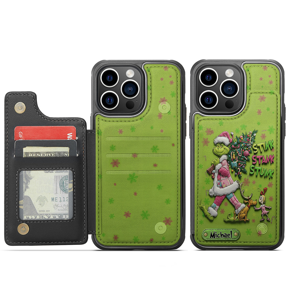 Merry Grinchmas - Personalized Stole Christmas Fully Printed Wallet Phone Case