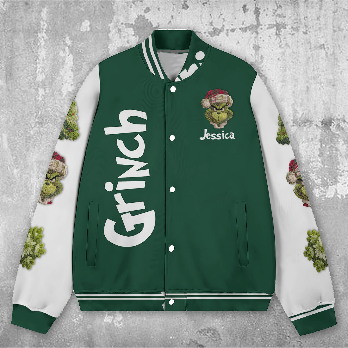 Merry Grinchmas - Personalized Stole Christmas Varsity Jacket