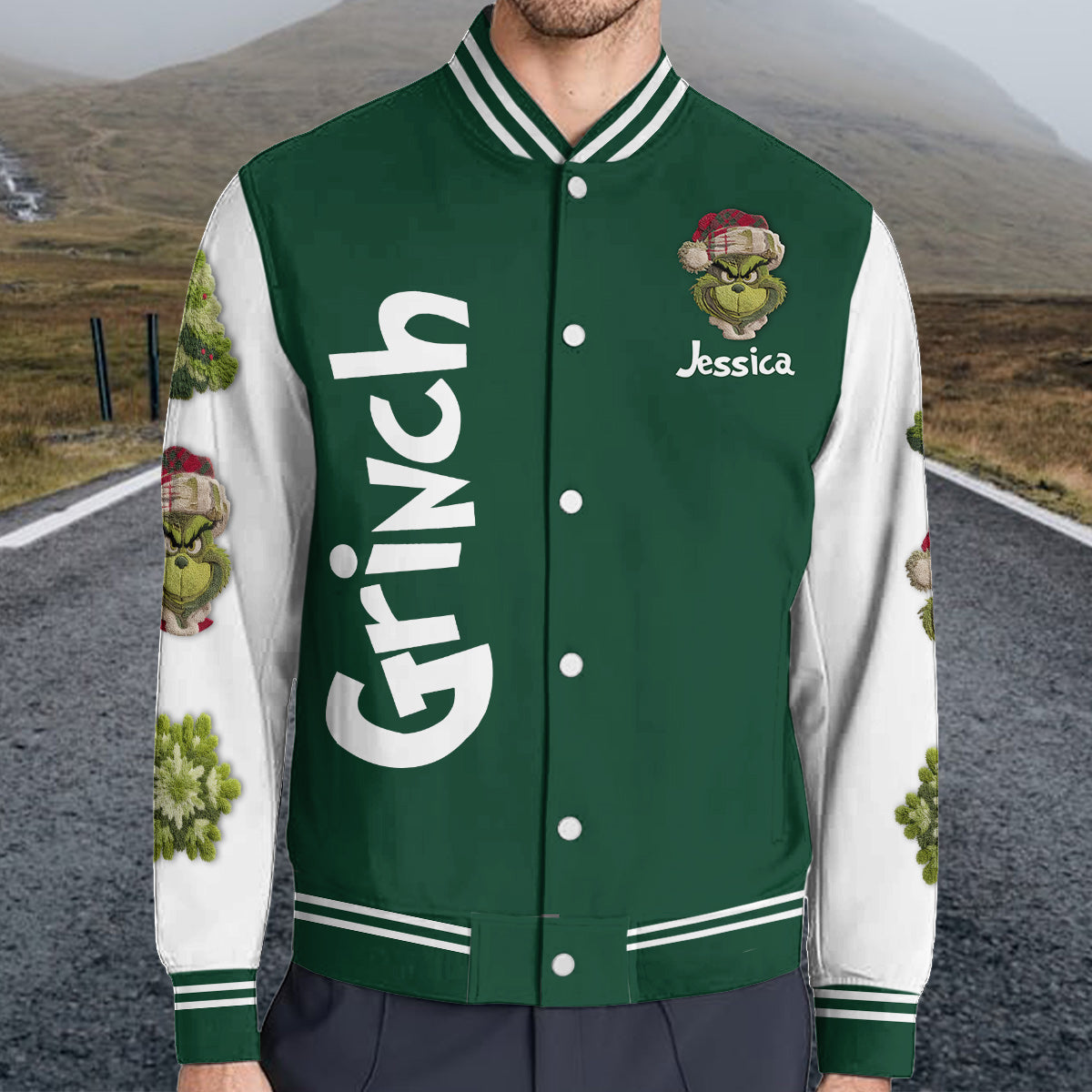 Merry Grinchmas - Personalized Stole Christmas Varsity Jacket