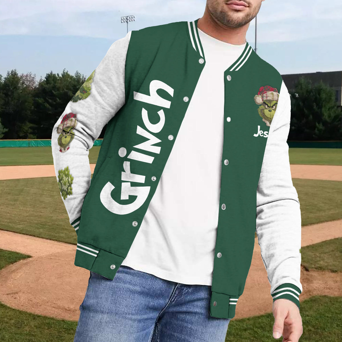 Merry Grinchmas - Personalized Stole Christmas Varsity Jacket