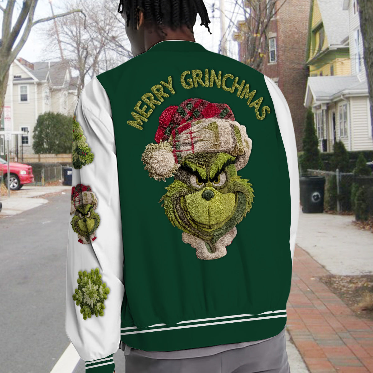 Merry Grinchmas - Personalized Stole Christmas Varsity Jacket