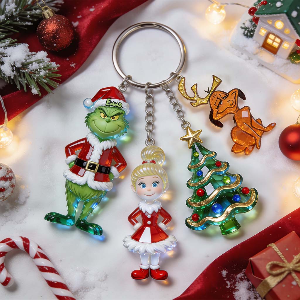 Merry Christmas - Personalized Stole Christmas Premium Keychain With Charms