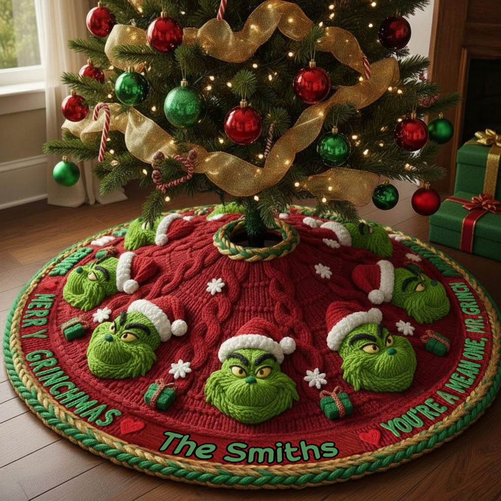 Tu es méchant(e) ! - Jupe de sapin de Noël personnalisée en forme d'étole
