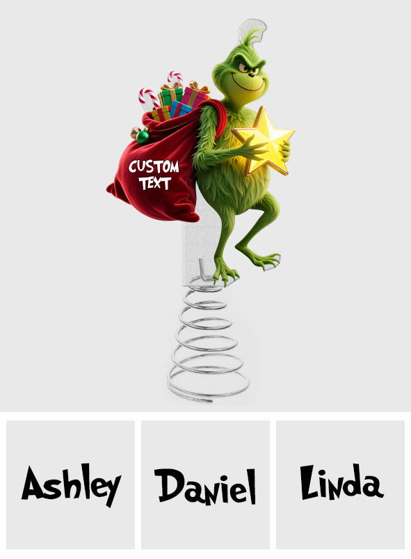 Funny Christmas Tree Topper - Personalized Stole Christmas LED Light Tree Topper