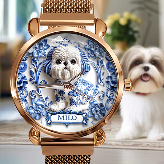Maman de chien - Montre-bracelet personnalisée pour femme avec chien 