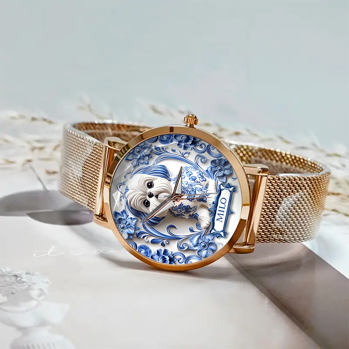 Maman de chien - Montre-bracelet personnalisée pour femme avec chien 
