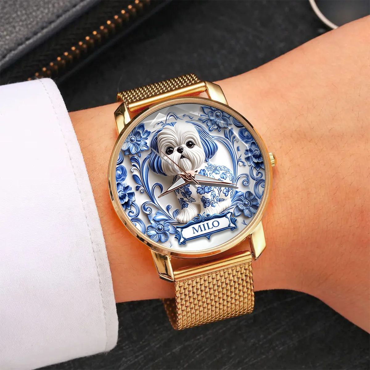 Maman de chien - Montre-bracelet personnalisée pour femme avec chien 