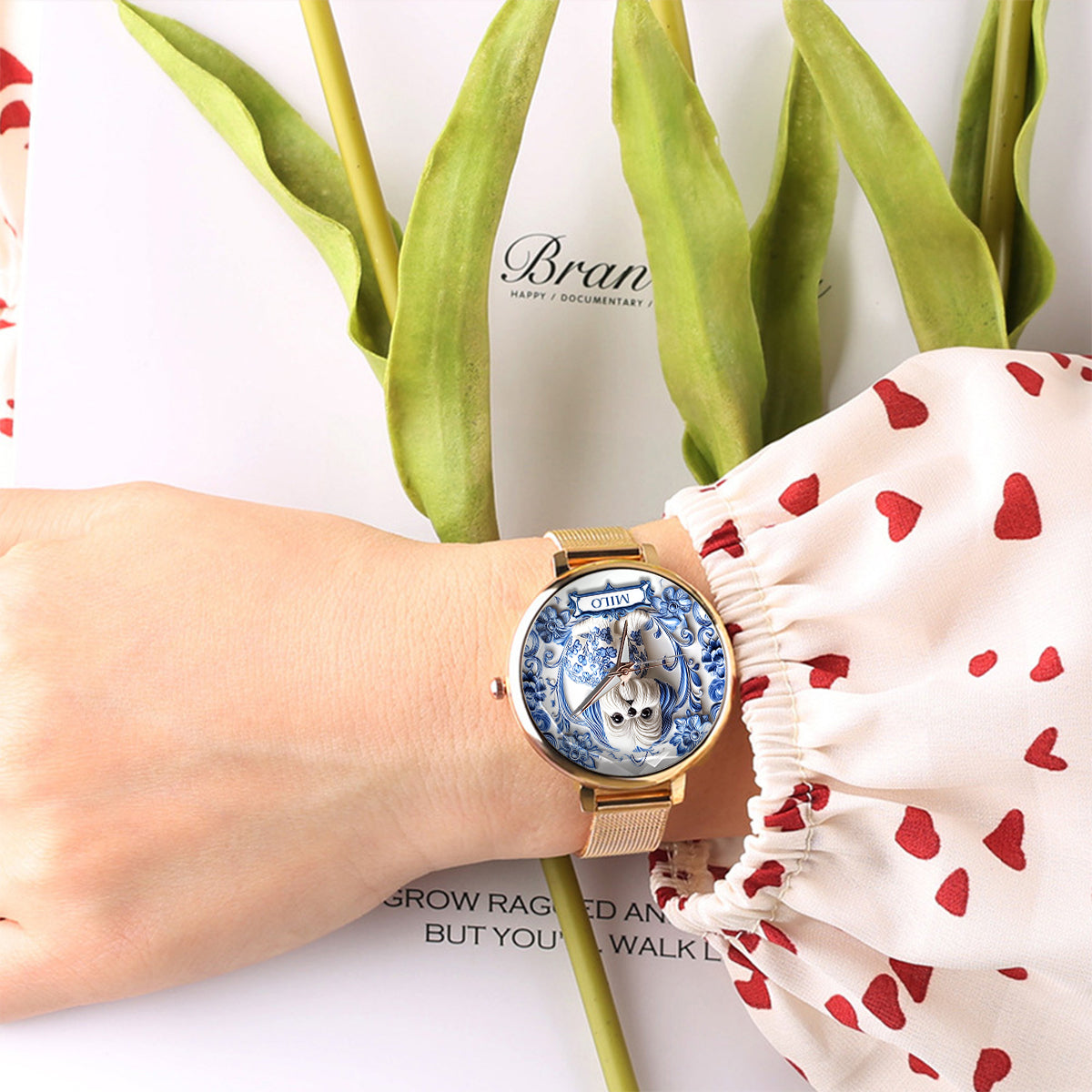 Maman de chien - Montre-bracelet personnalisée pour femme avec chien 