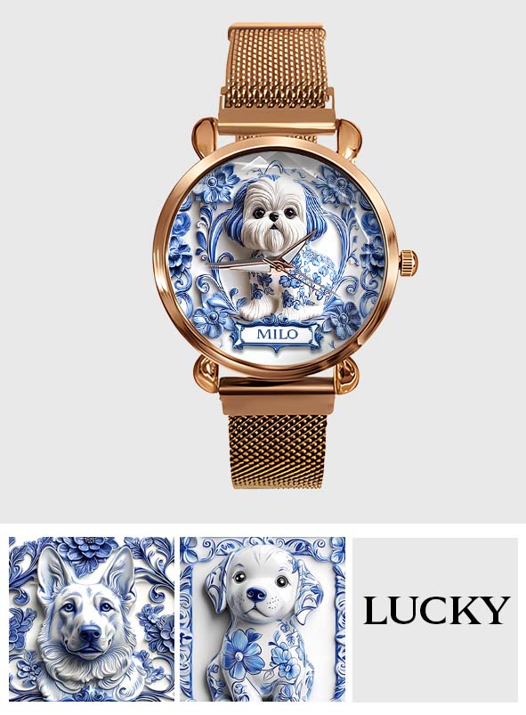 Maman de chien - Montre-bracelet personnalisée pour femme avec chien 