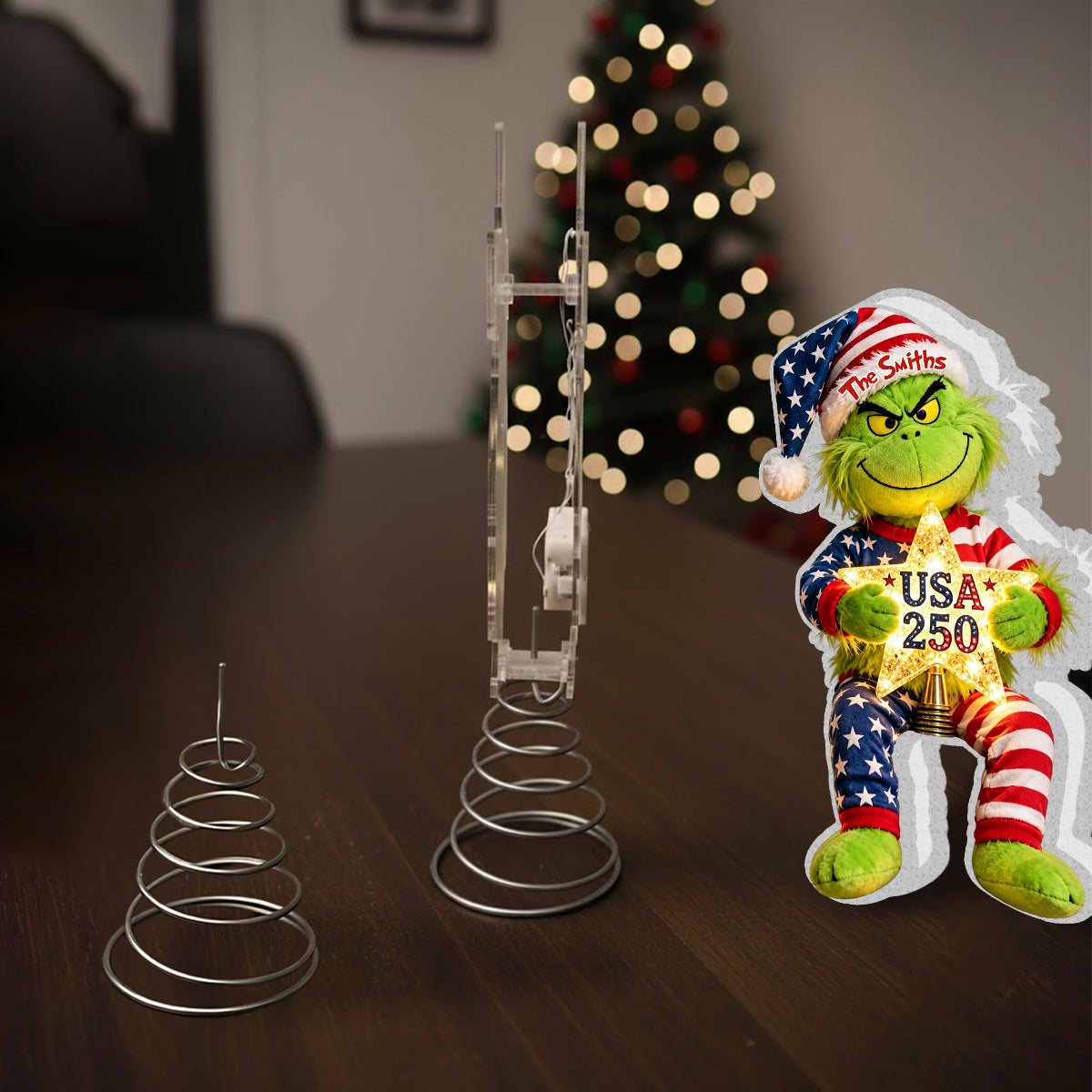250 USA - Personalized Stole Christmas LED Light Tree Topper