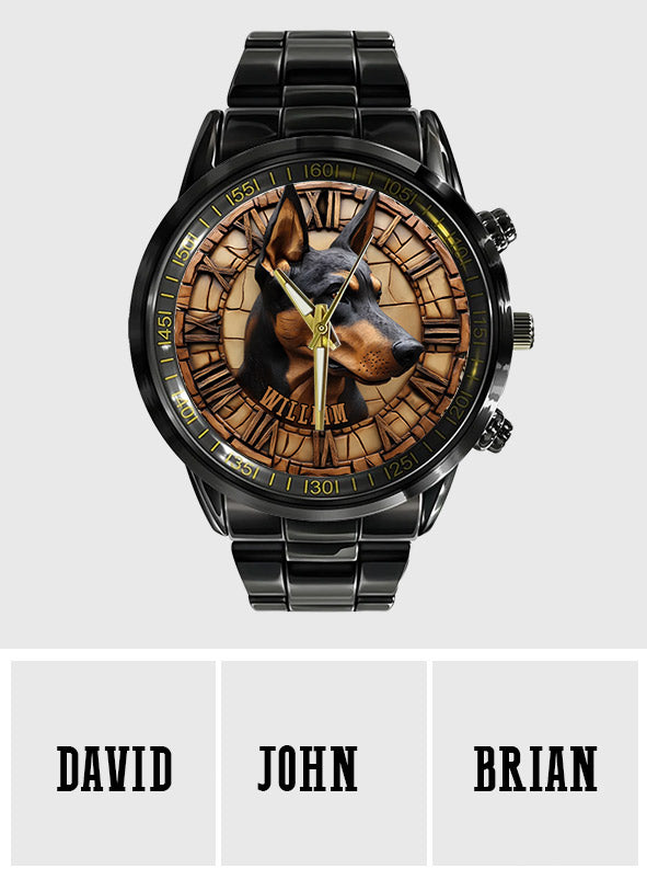 Montre-bracelet personnalisée pour chien Brave Doberman Pinscher