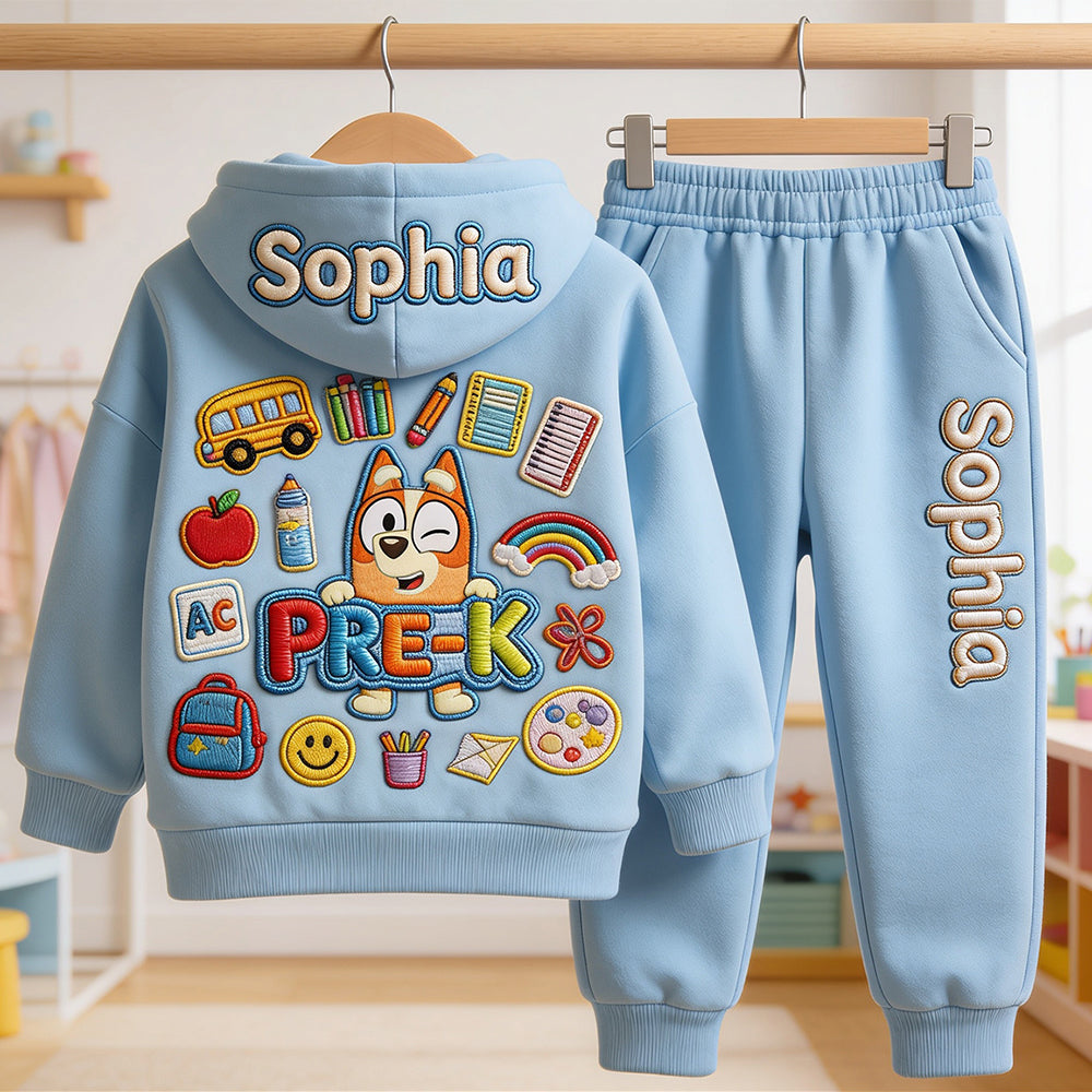 Back To School Gift for Kids - Personalized Bluey Kid Hoodie & Kid Jogger Sweatpants