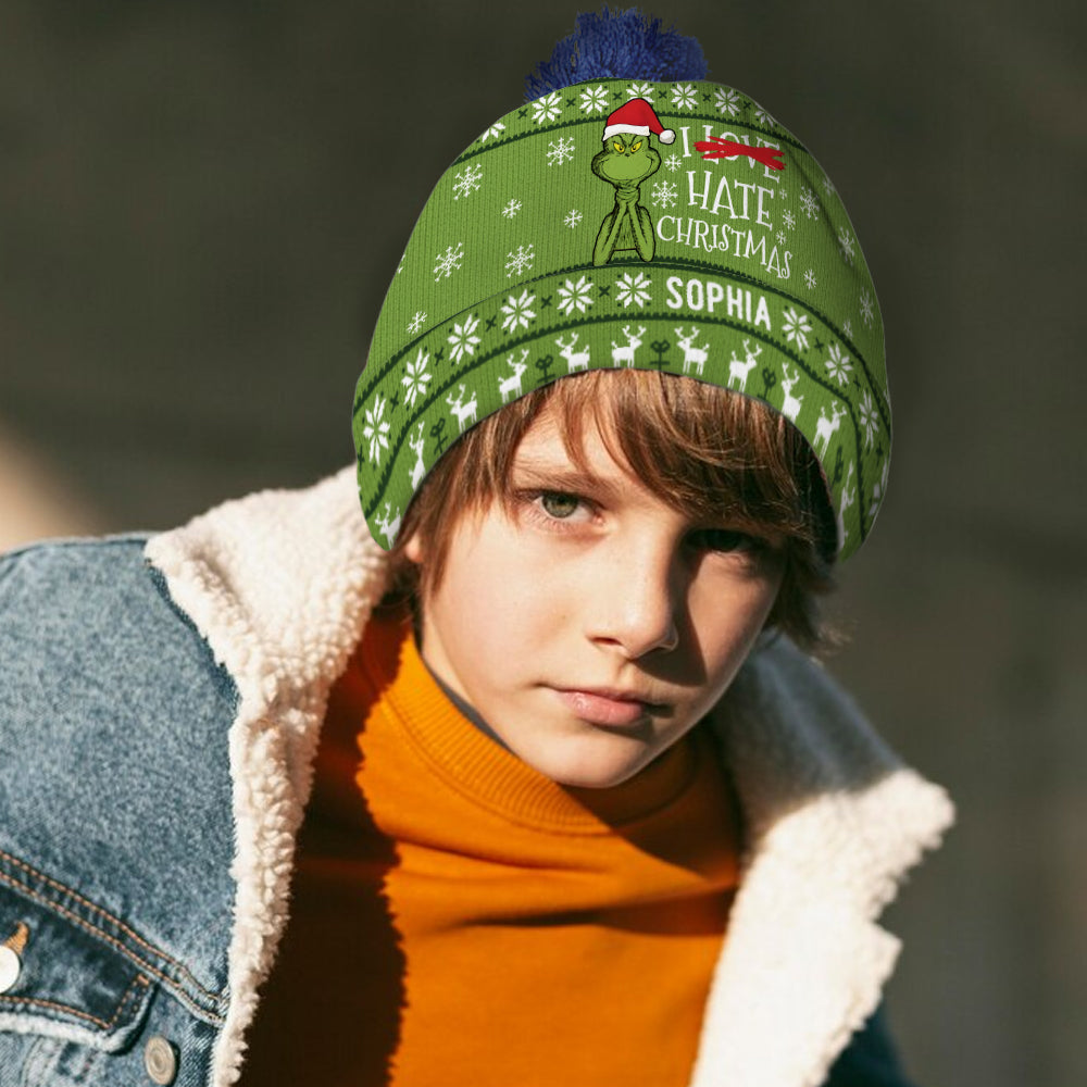 I Hate Christmas Green Monster - Personalized Stole Christmas Beanie Hat