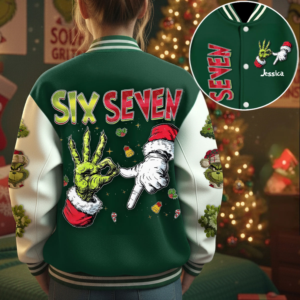 Six Seven - Personalized Stole Christmas Varsity Jacket