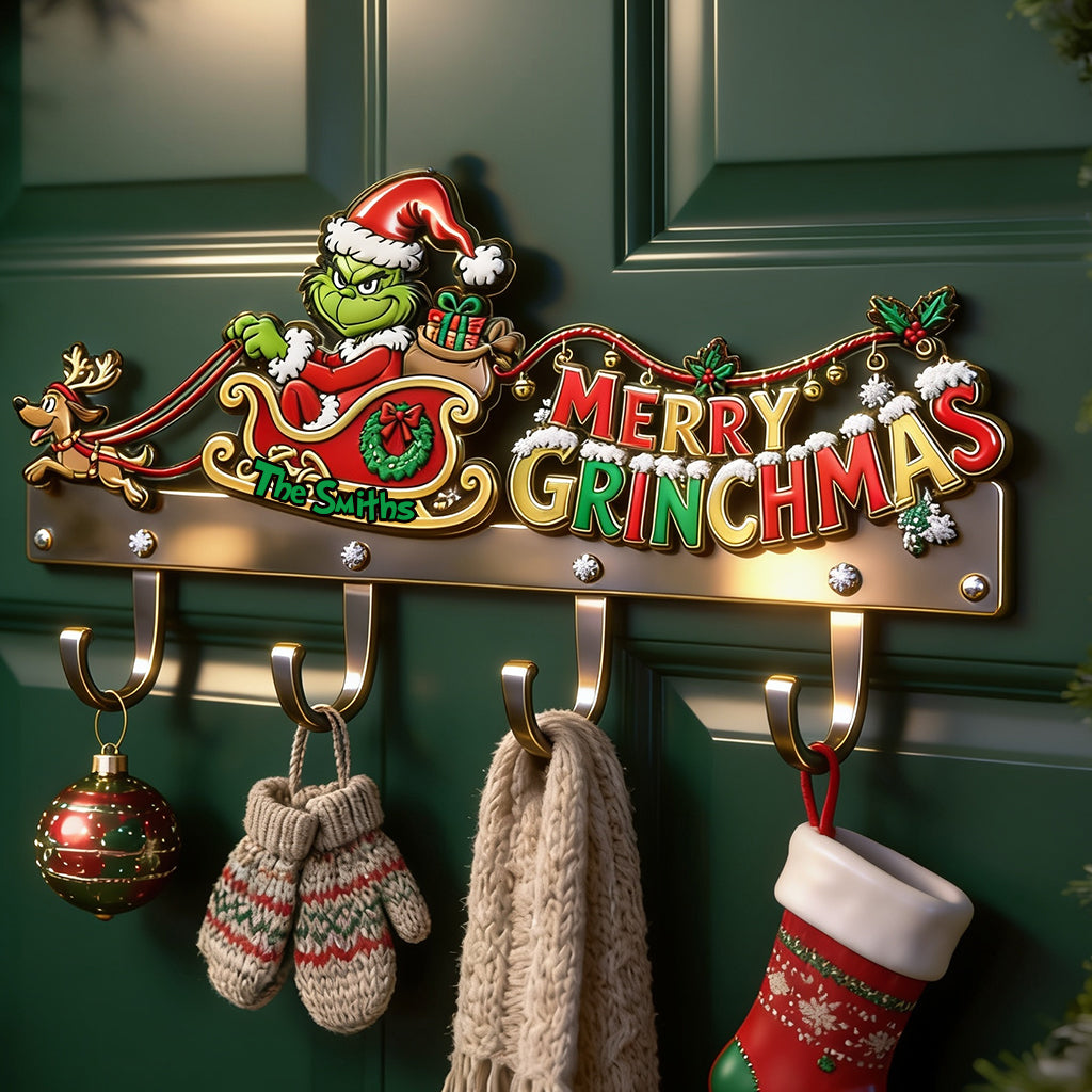 MERRY GRINCHMAS - Personalized Stole Christmas Custom Shaped Hanging Rack