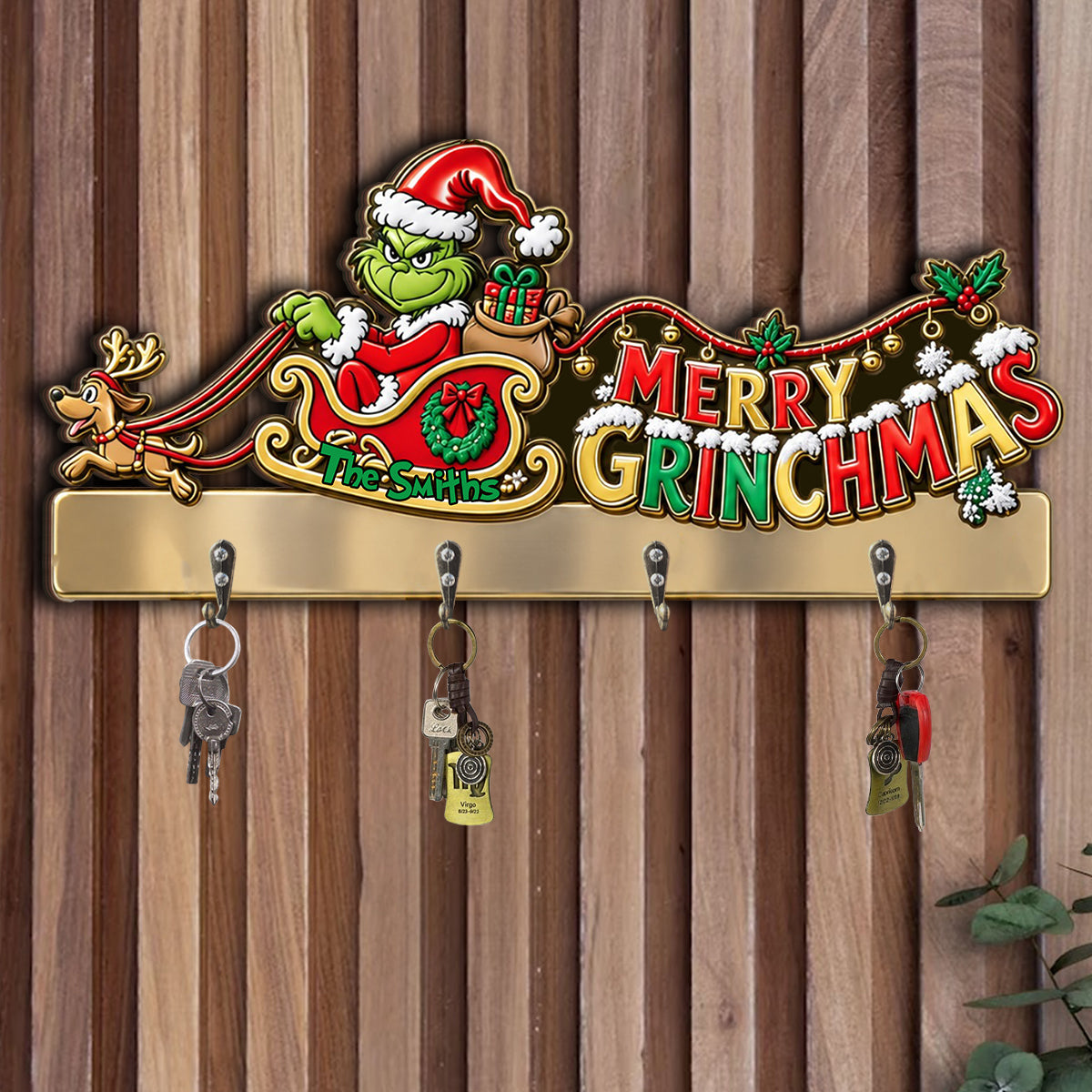 MERRY GRINCHMAS - Personalized Stole Christmas Custom Shaped Hanging Rack