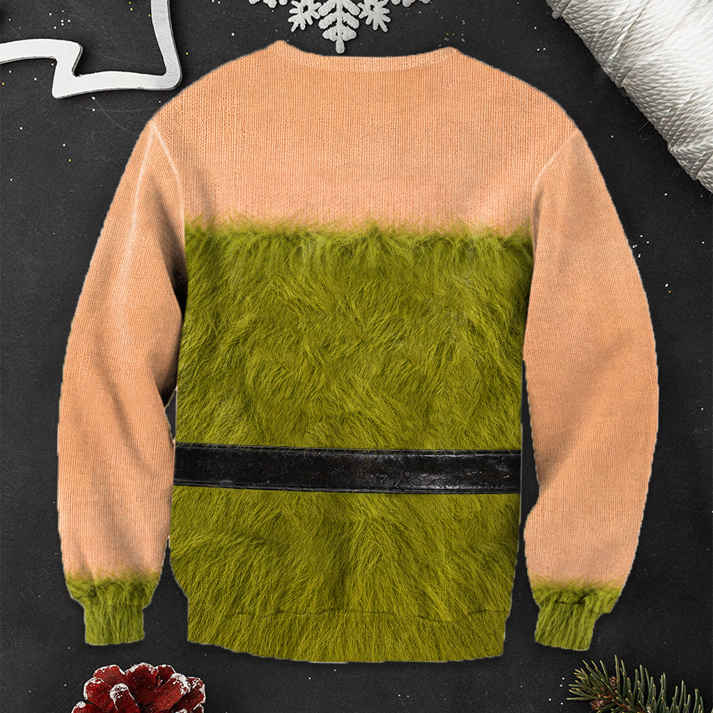Funny Green Woman - Personalized Stole Christmas Ugly Sweater