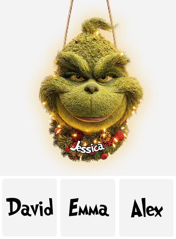 Grinchmas Wreath - Personalized Stole Christmas LED Light Acrylic Sign
