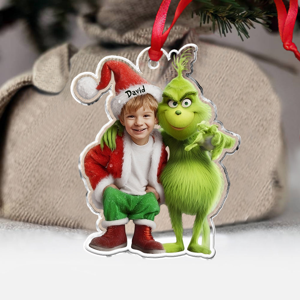 Ami Monstre Vert - Étole de Noël personnalisée - Ornement de Noël en forme de pièce unique