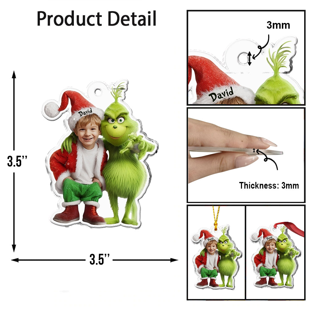 Ami Monstre Vert - Étole de Noël personnalisée - Ornement de Noël en forme de pièce unique