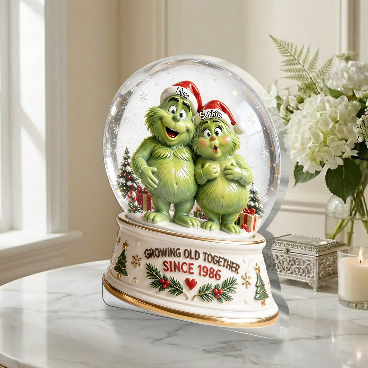 Naughy Green Couple - Personalized Stole Christmas 2-Side Printed Acrylic Plaque