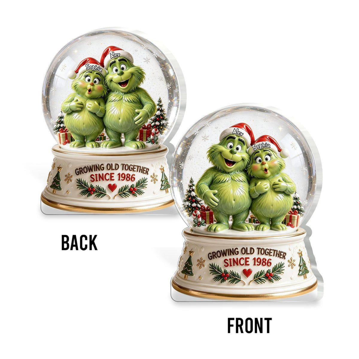 Naughy Green Couple - Personalized Stole Christmas 2-Side Printed Acrylic Plaque