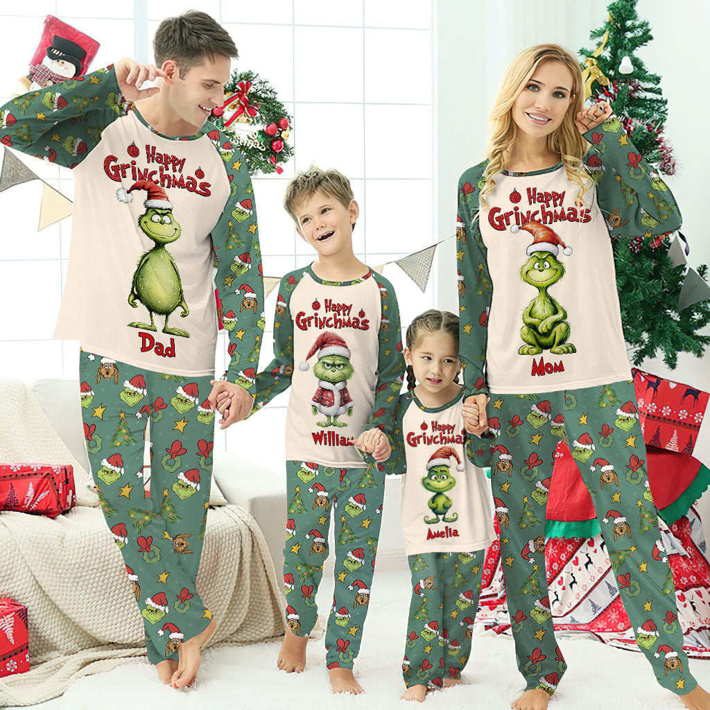 Happy Grinchmas - Personalized Stole Christmas Pajamas Set
