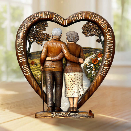 Dieu a béni le chemin semé d'embûches - Plaque en bois personnalisée pour couple