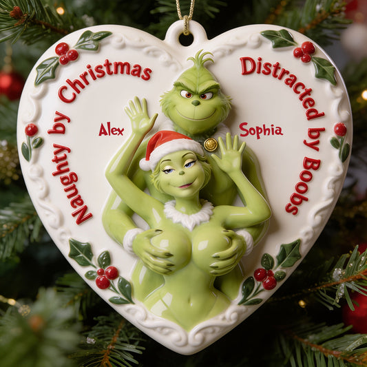 Naughty Couple Grinchmas - Personalized Stole Christmas Premium 3D Ornament