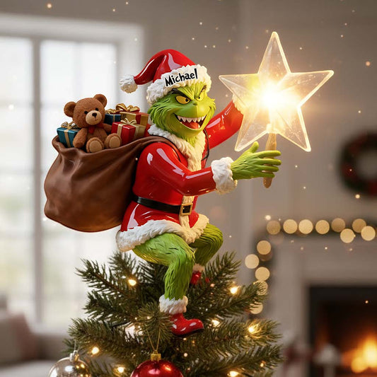 Merry Grinchmas - Personalized Stole Christmas LED Light Tree Topper