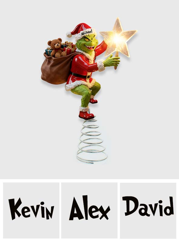 Merry Grinchmas - Personalized Stole Christmas LED Light Tree Topper