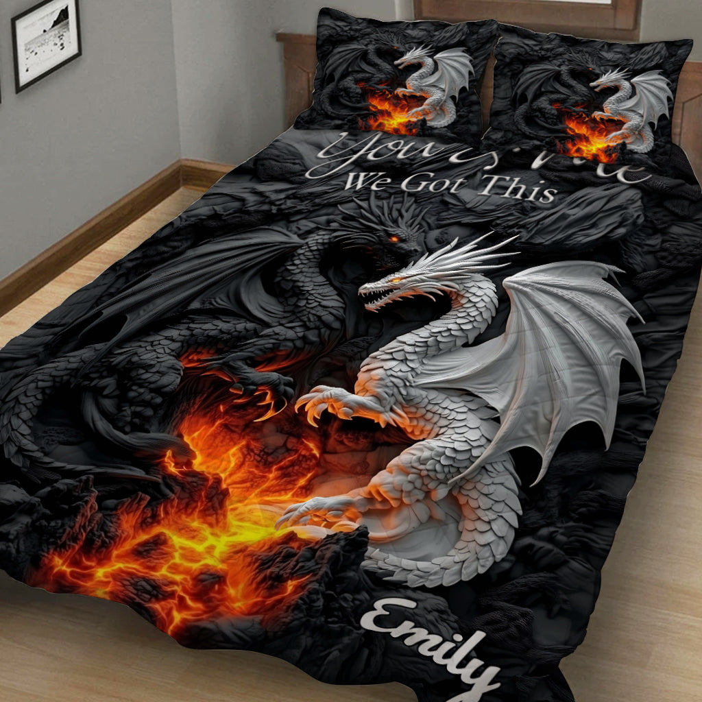 You And Me We Got This - Personalized Dragon Quilt Set