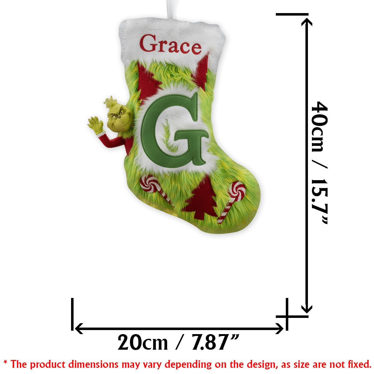 Green Furry - Personalized Stole Christmas Shaped Christmas Stocking
