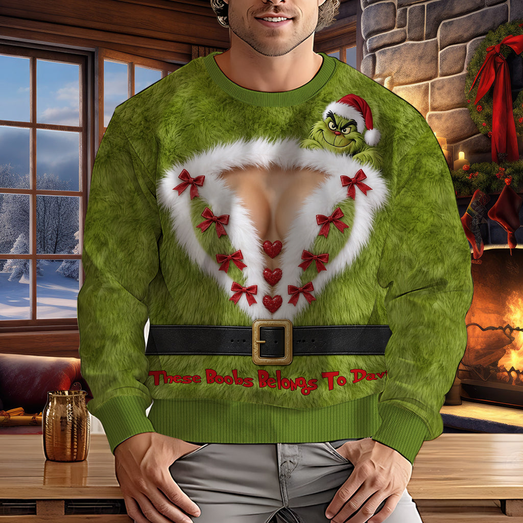 Belongs To My Boyfriend - Personalized Stole Christmas Ugly Sweater