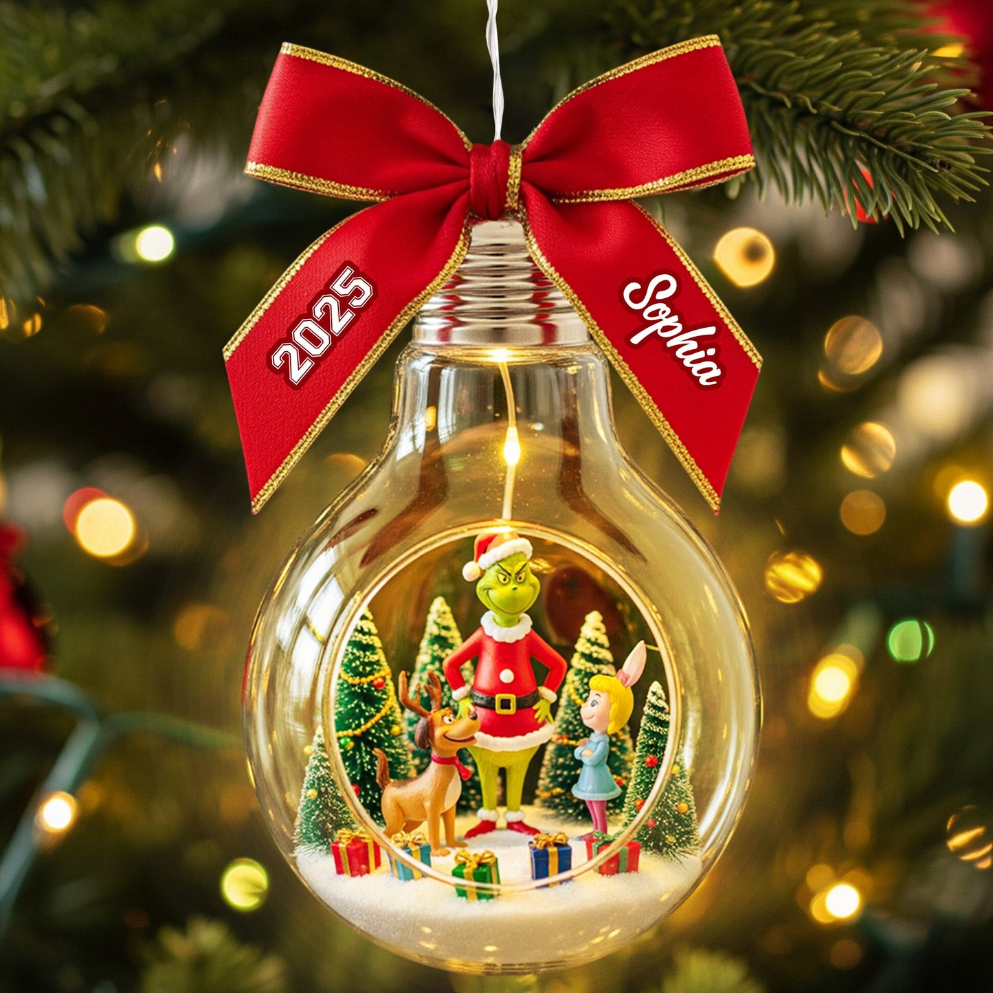Merry Grinchmas - Personalized Stole Christmas LED Light Ornament